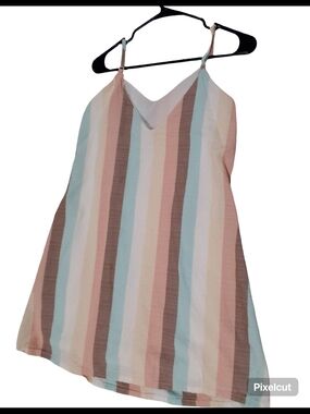 Stiletto Size M Beachfairy Striped Pastel Spaghetti Strap Mini Dress - Multi